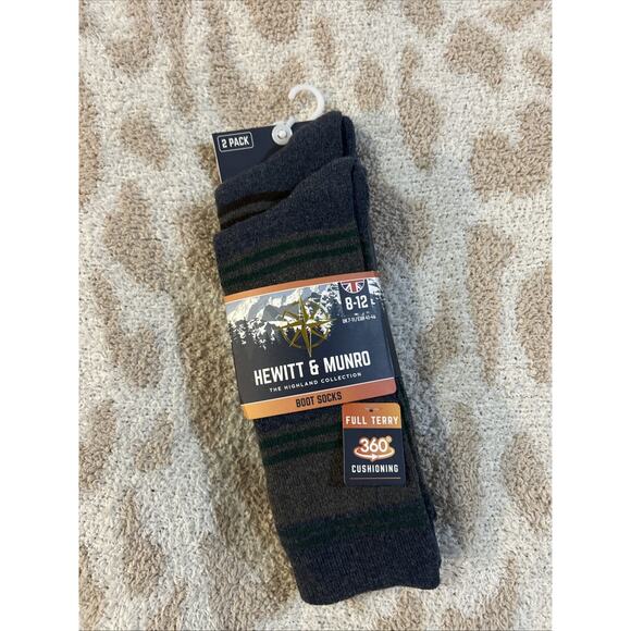 Hewitt & Munro Men's 2 Pk Boot Socks Highland Collection Size 8-12 Cushioned-NEW - Picture 1 of 5